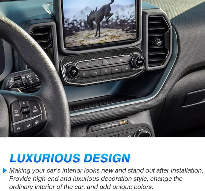 Autorder Custom Fit for Accessories 2021 2022 2023 2024 2025 Ford Bronco Sport Carbon Fiber Button Frame Panel Cover Center Console Interior Trim