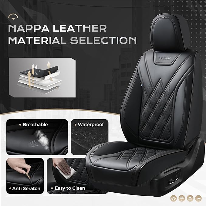 Coverado Car Seat Covers, Front Covers for Cars, Car Seat Cover Front Seats, Automotive Seat Cover, Waterproof, Leather Car S