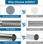 AIZESI Silver Adjustable Tension Curtain Rod, 31-63 Inch Spring No Drill Stainless Steel Shower Rods for Bathroom，Closet ，Win