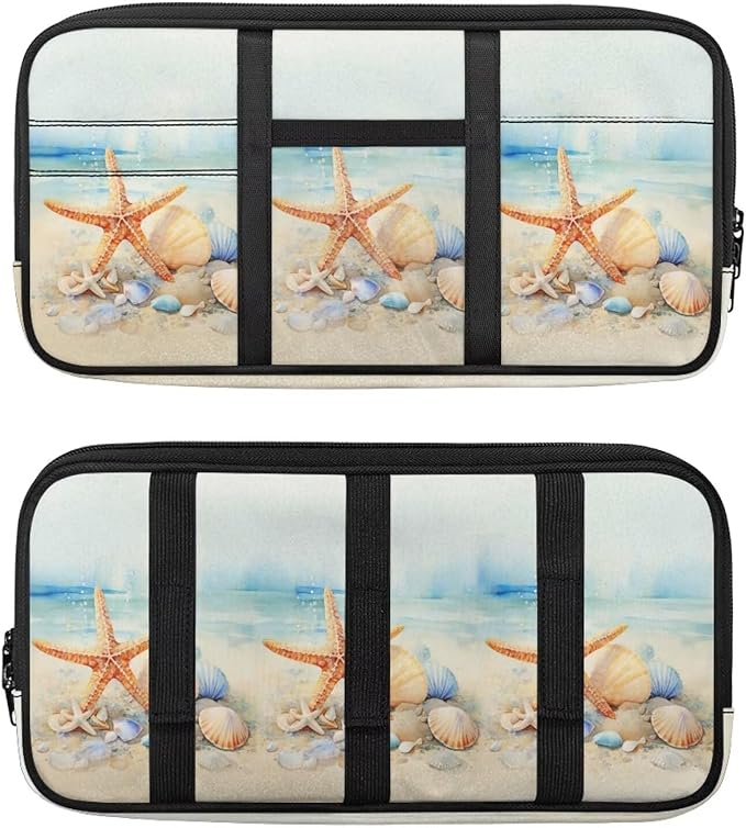 Starfish Visor Organizer Storage Small Car Visor Organizer with Multi-Pocket Lightweight Soft Car Visor Storage Pouch for Card Pen Sunglasses Document Scratch-Resistant Sunvisor Organizers
