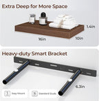 Fun Memories Floating Shelves for Wall 16 Inch Set of 3, Farmhouse Floating Shelves with Invisible Heavy Duty Bracket, 10 Inc