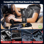 KDD Car Cup Holder Expander - 3 in 1 Cup Holder Adapter with Adjustable Base - Detachable Phone Holder & 360° Rotation Food T