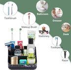 Chintu Toothbrush Holders for Bathroom Counter Organizer - 6 Slots Tooth Brushing Holder for Family Kids, Electric Toothbrush