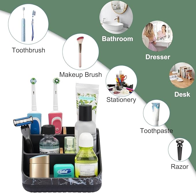 Chintu Toothbrush Holders for Bathroom Counter Organizer - 6 Slots Tooth Brushing Holder for Family Kids, Electric Toothbrush