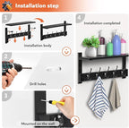 Oraich Wall Hooks with Shelf, Coat Rack Wall Mount, Entryway Hanging Shelf for Clothes Backpack Key Purse, Shelf with Hooks H