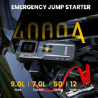 Jump Starter with Air Compressor 4000A Car Battery Jump Starter Portable (9.0L Gas/7.0L Diesel) 150PSI 12V Jump Starter Jump