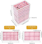ProCase Earring Holder Organizer Jewelry Box with 10 Drawers, Acrylic Clear Earring Case with Adjustable Velvet Trays for Wom