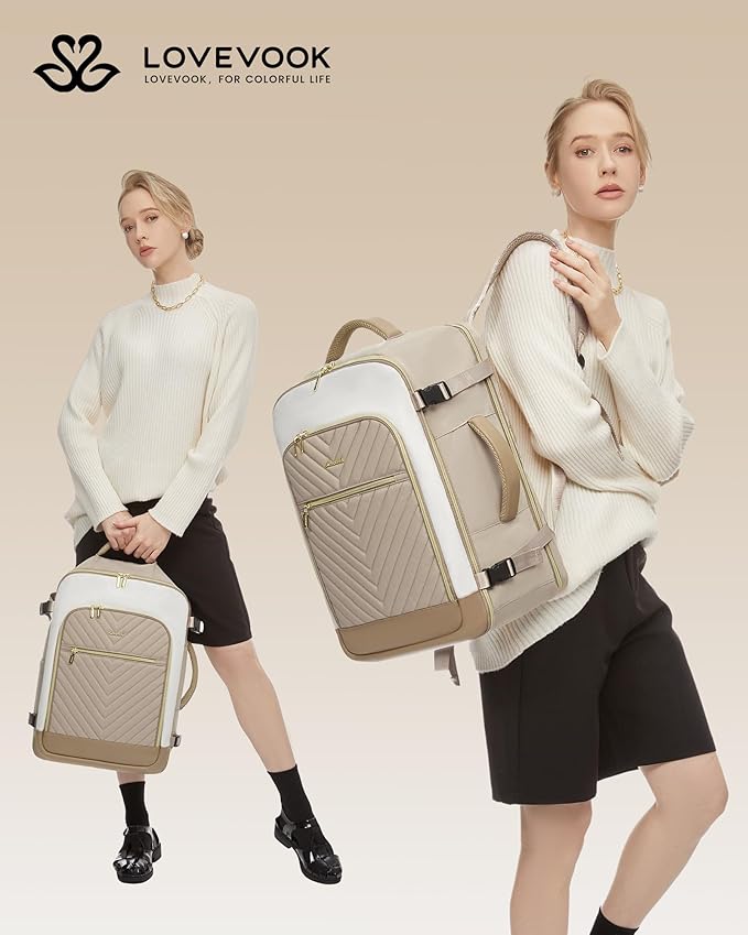 LOVEVOOK Large Travel Backpack for Women, TSA Carry on Backpack for Airplanes, 40L Personal Item Travel Bag for Women fits 17