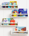 Forbena Floating Nursery Book Shelves for Wall Set of 4, White Wall Bookshelf for Kids Room, Small Wood Book Shelf Bookshelve