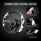 ZHOL Cow Print Steering Wheel Cover, Universal Fit 14.5-15 inch Premium Microfiber Leather Steering Wheel Protector for Cars/
