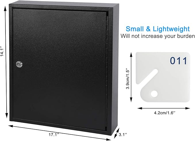 KYODOLED Key Storage Lock Box with Key, Locking Key Cabinet, 100 Key Management Wall Mount with Key Lock, Key Hooks & Tags Ke