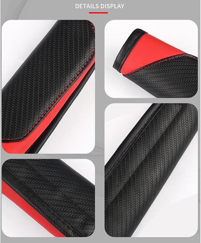 Car Seat Belt Cover 2 Pcs Leather Shoulder Pad with Bling Crown Protector Car Safety Strap Covers Accessories,Red