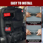 Tactical Car Seat Back Organizer,Tactical Molle Seat Back Organizer with 5 Detachable Molle Pouch,Velcro Label Can Be Removed,Universal Fits for Car Truck Jeep Vehicle