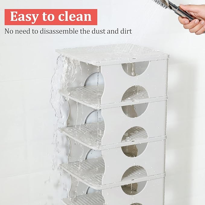 6-Tier Shoe Rack,Stackable Shoe Storage Organizer for Bedroom Entryway, Adjustable Shoe Rack,Shoe Slots Organizer Shelf, Easy