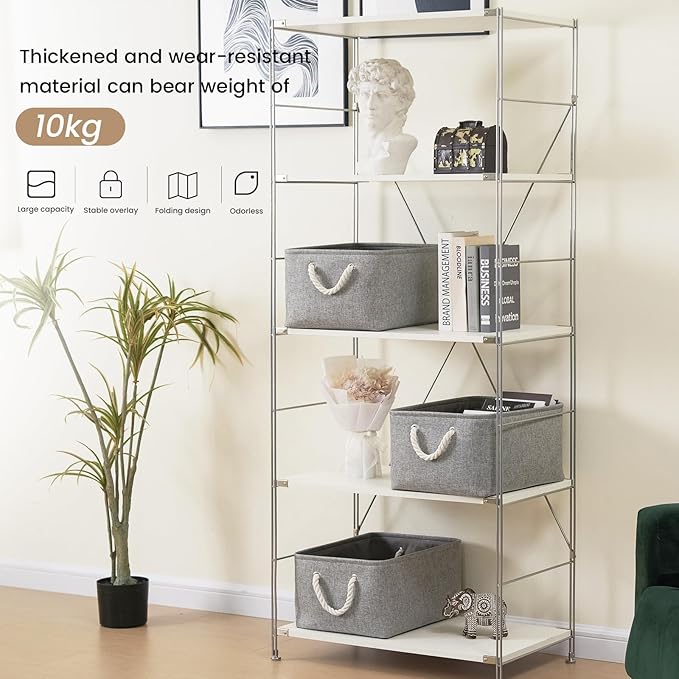 Large Storage Baskets- 15.7x11.8x8.26 inch Storage Bins for Shelves and Closet Organizing, Foldable Fabric Bin for Home Organ