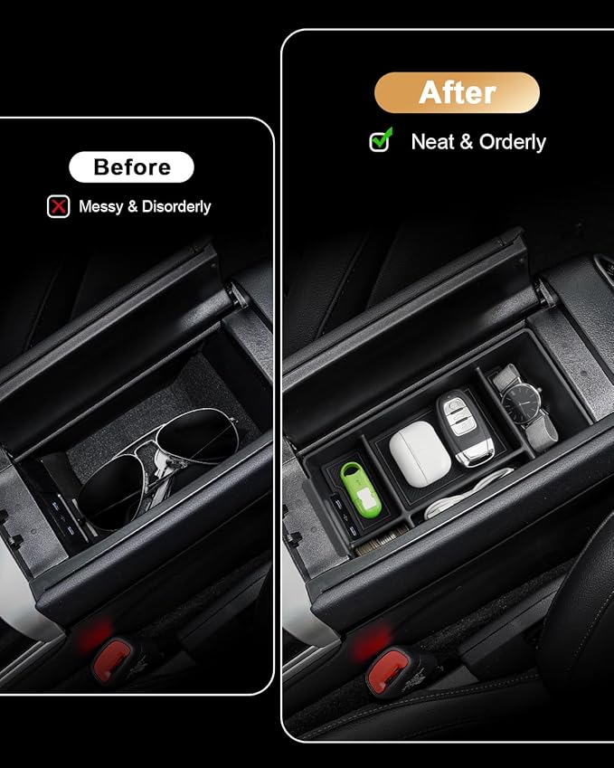 ECOZEN Center Console Organizer For 2022-2026 Mercedes C Class C 300/AMG C 43/C 63 - Armrest Box Storage Tray Compatible with 2022-2026 Mercedes C 300/ AMG C 43 C63 Accessories Armrest Organizer ABS