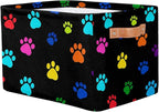 Colorful Paw Print Storage Basket Cube Animal Dog Cat Collapsible Storage Bin with Handle Large Baskets Box Toy Cloth Organiz