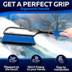 34.5" Snow Brush & Ice Scrapers for Car Windshield with Foam Grip for Cars Extendable, SUV, Trucks - Detachable Сar Scraper - No Scratch - Heavy Duty Handle, Snow Broom, Remover, Easy Scraper, Blue