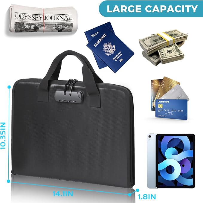 Accordion File Organizer with Combination Lock,Fireproof Expanding File Folder with Multi Pockets,13 Pockets Document Organiz