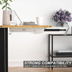 White Large Under Desk Mounted Sliding Drawer with 2 Cable Hole and 60 Degree Tilt Panel to Pull Out, 22.4'' Long & 9.2'' dee