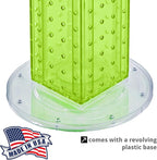 Azar Displays 700220-GRE-2C16 Four-Sided 4”W x 12” Revolving Pegboard Tower Kit Counter Display with 16-Pack of 2 inch Lockin
