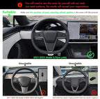 MEWANT Hand Stitched Tesla Model S(O-Shaped) Steering Wheel Cover Wrap for Tesla Model S 2021-2023 / Model X 2021-2023 Steering Wheel Accessories