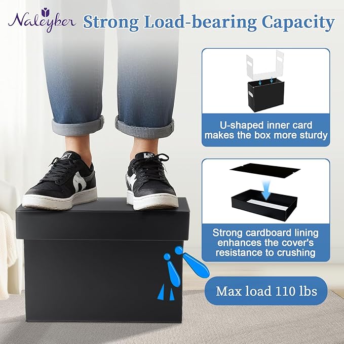 File Organizer Box with Lid & Handle, Thickened Cardboard Hanging File Folder Storage Boxes for Letter Size, Portable Filing 