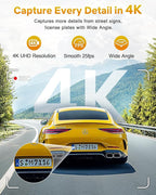 GKU 4K Dash Cam Front, Mini DashCam Includes 64GB Card, Dash Camera Built-in WiFi, 24H Parking Monitor,Night Vision,WDR,170° 
