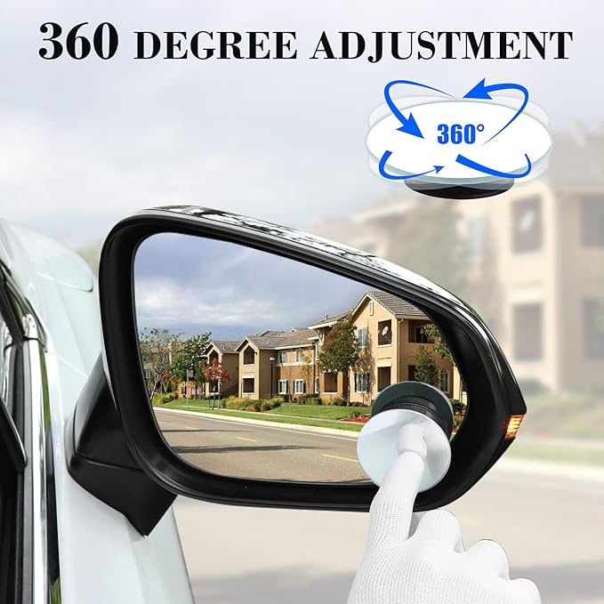 LivTee Blind Spot Car Mirror, 2" Round HD Glass Frameless Convex Side Mirror Blindspot, Reusable 360° Wide Angle Rear View Car Mirrors with Powerful Adjustable Suction Cup - Exterior Mirrors