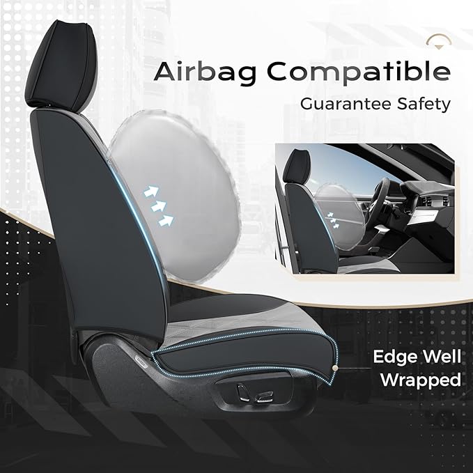 Coverado Car Seat Covers Full Set, Seat Covers for Cars, Front Seat Covers and Back Seat Cover Waterproof Leather Automotive 