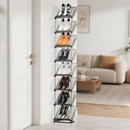 SMILHELTD Vertical Shoe Rack 8 Tiers Narrow Clear Sneaker Storage Holder Luxurious Slim Tall Organizer Space Saving Shelf for