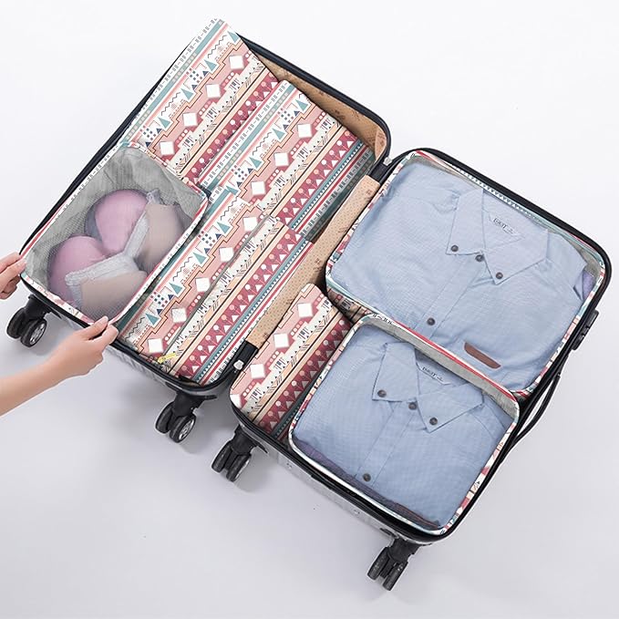 7 Set Packing Cubes Travel Luggage Organizers for Suitcase Travel Accessories with Shoe Bag for Girls Women Aesthetic Cute Bo