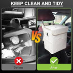 Car Trash Can Bin with Lid - Collapsible Car Garbage Can with Storage Pockets-Beige Mini Leakproof Vehicle Trash Bag-Small Automotive Organizers and Storage for Back/Front Seat SUV Truck Accessories