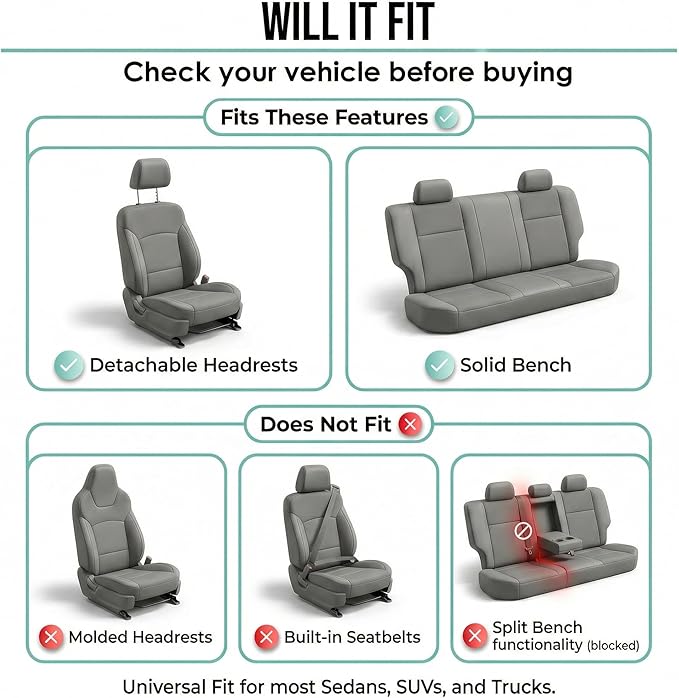FH Group Bright Flat Cloth Full Set Automotive Seat Covers Front Set and Rear Solid Bench Orange Black Seat Covers w. Gift Un