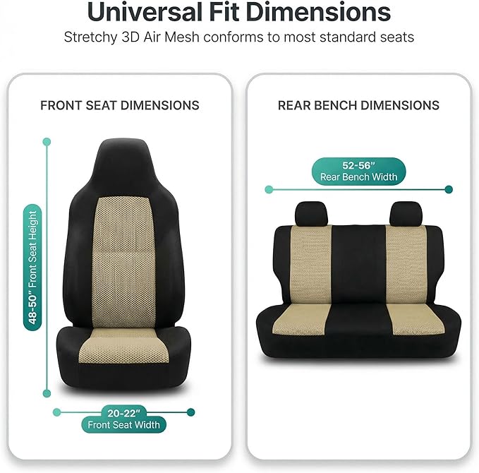 FH Group Automotive Full Car Seat Covers for SUV, Trucks, Sedan and More - Universal Fit Front High Back & Rear Solid Bench D