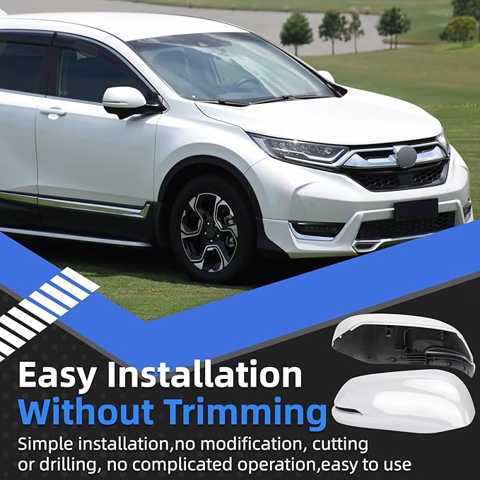 Passenger Side Mirror Cover Replacement for Honda CRV 2017 2018 2019 2020 2021 2022 - Right Side Mirror Covers, Rear View Mirrors Cap Accessories With Lamp, White