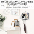 MyGift 2 Compartment Mail Inbox/Outbox Sorter, Wall Mounted Modern Black Metal Wire Entryway Organizer Basket for Mails, Bill