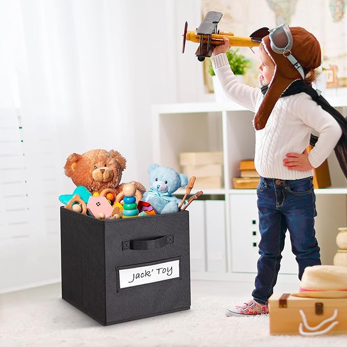 artsdi 11 Inch Storage Cube,Storage bin,cube storage (Set of 10) Foldable Fabric Cube Storage Bins with 10 Labels Window Card