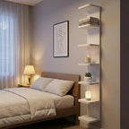 7 Tier Wall Shelf Unit White Floating Shelves for Wall, Decorative Lack Shelf for Storage Curved Edges, Tall Vertical Display