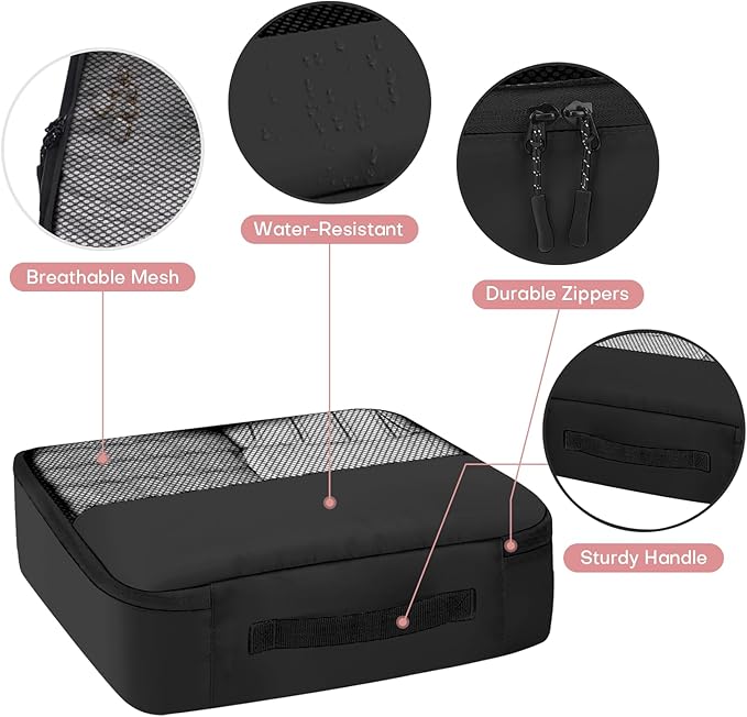 SDGFUI 8 PCS Compression Packing Cubes for Travel Women, Compression Organizer for Luggage Space Saving Travel Essentials and
