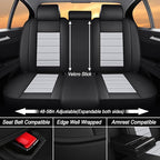 Seat Covers Custom Fit for GMC Yukon XL 2000-2026, 7 Seat, Compatible Airbag Non-Slip Waterproof Leather Seat Cover, Luxury Interior Car Seat Covers Full Set, Black Gray