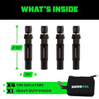 Rhino USA Adjustable Tire Deflator Kit (10-30 PSI) Ultimate Screw-on Automatic Tire Deflators for Offroad - Quick & Easy Air Down System for The Trails - Best Jeep Off Road Accessories (4-Pack) -Black