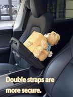 Cute Plush 2 in 1 Car Tissue Box and Trash Can Teddy Bear Tissue Box Plush Animals Cute Holder Plushie Multifunctional Organizer Creative Accessories for Women,Straw Hat Bear