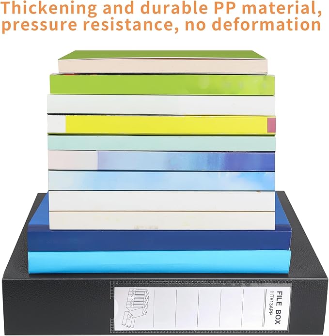 HUA JIE 2 Pack A4 Storage File Boxes Archives Case,65mm Spine,Box File Document Storage Box with Metal Clip for Office School