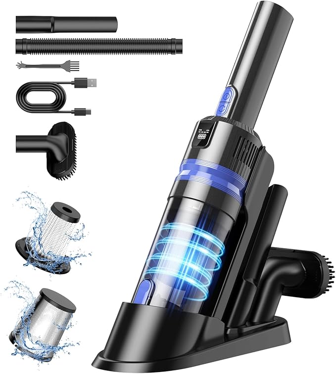 Handheld Vacuum Cordless Rechargeable 2-Speed Modes| 3-in-1 Portable Cordless Vacuum Cleaner with Charging Dock, for Car Home