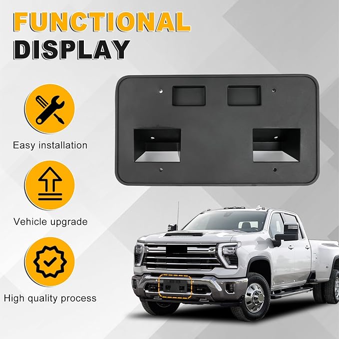 Front License Plate Frame Compatible with Chevy Silverado 2500 3500 HD 2024 2025, Bumper License Frame Holder Mounting Bracke