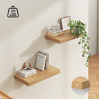 Dreamland 24" Floating Shelves for Wall, 12" Deep Thicker Oak Floating Shelves, Wall-Mounted Shelves for Bedroom, Living Room