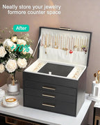 BOOVO Jewelry Boxes for Women, 5 Layer Jewelry Organizer with Necklace Hanger and Drawers, Large Jewelry Box for Earrings, Ne