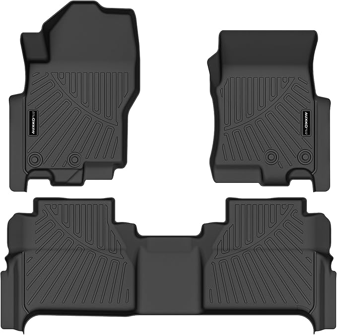 Auxko All Weather Floor Mats Fit for Nissan Frontier 2026 2025 2024 2023 2022 Crew Cab(Not for 2nd with Under Seat Speaker) TPE Liners Frontier Set All Season Odorless Anti-Slip