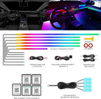 Dreamcolor Acrylic Interior Car LED Strip Light with Wireless APP, RGB 10 in 1 with 175 inches 612 LEDs Fiber Optic Strip Lights for Car, Dual Zone Symphony Neon Car Ambient Lighting